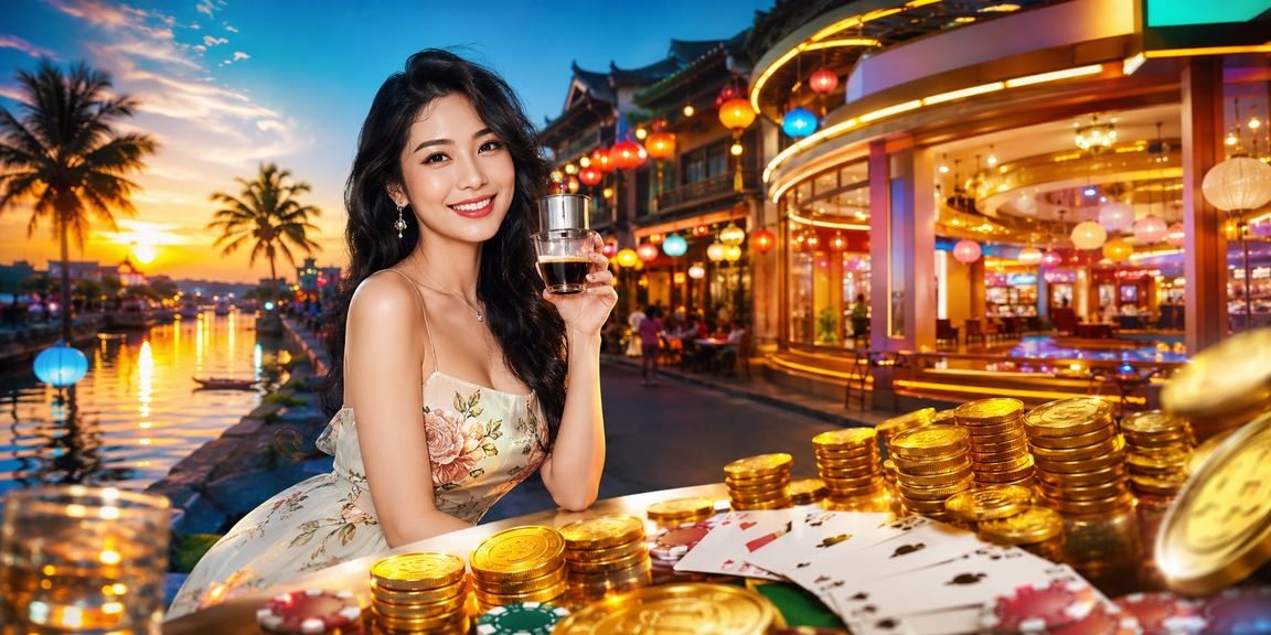 Người chơi tại Hội An thưởng thức trò chơi bài trực tuyến bên tách cà phê
